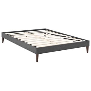 Modway Tessie Full Polyester Fabric Bed Frame with Squared Tapered Legs in Gray