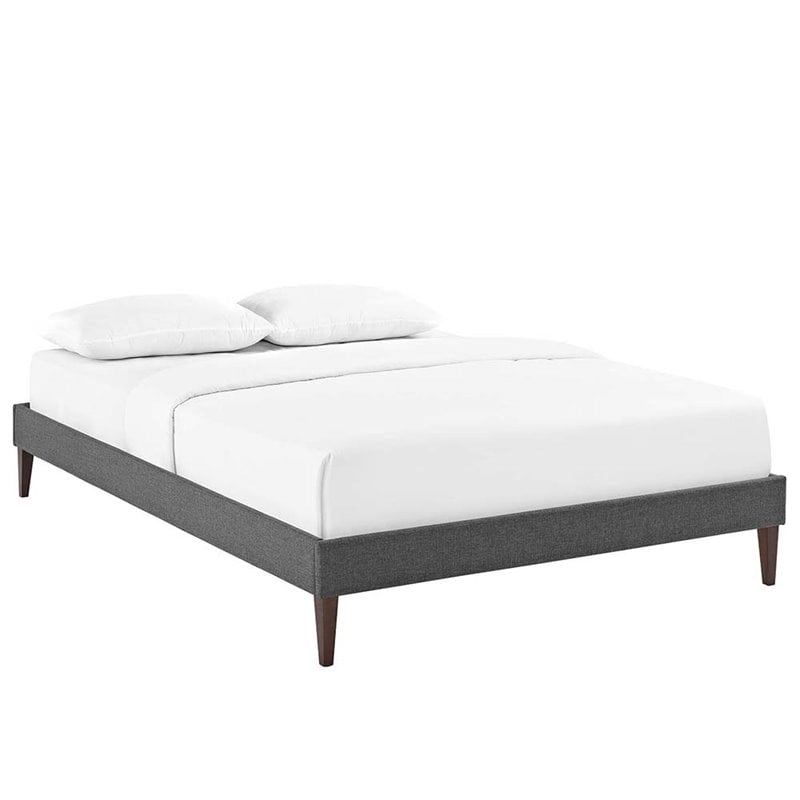 Modway Tessie Full Polyester Fabric Bed Frame with Squared Tapered Legs in Gray