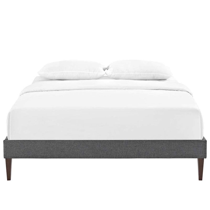 Modway Tessie Queen Polyester Fabric Bed Frame with Squared Tapered Legs in Gray