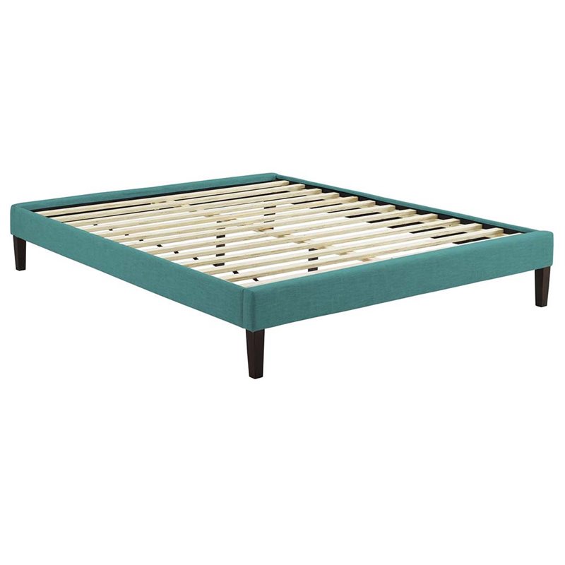 Modway Tessie Full Polyester Fabric Bed Frame with Squared Tapered Legs in Teal
