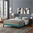 Modway Tessie Queen Polyester Fabric Bed Frame with Squared Tapered Legs in Teal