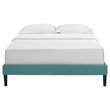 Modway Tessie Queen Polyester Fabric Bed Frame with Squared Tapered Legs in Teal