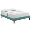Modway Tessie Queen Polyester Fabric Bed Frame with Squared Tapered Legs in Teal
