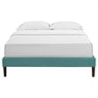 Modway Tessie King Polyester Fabric Bed Frame with Squared Tapered Legs in Teal
