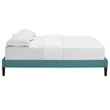 Modway Tessie King Polyester Fabric Bed Frame with Squared Tapered Legs in Teal