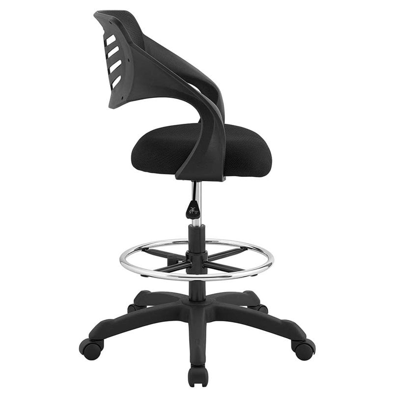 Modway Thrive Ergonomic Adjustable Swivel Mesh Fabric Drafting Chair in Black