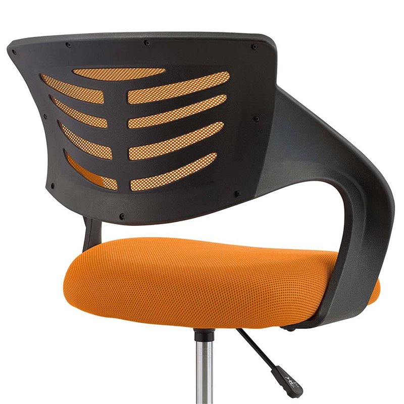 Modway Thrive Ergonomic Adjustable Swivel Mesh Fabric Drafting Chair in Orange