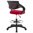 Modway Thrive Ergonomic Adjustable Swivel Mesh Fabric Drafting Chair in Red