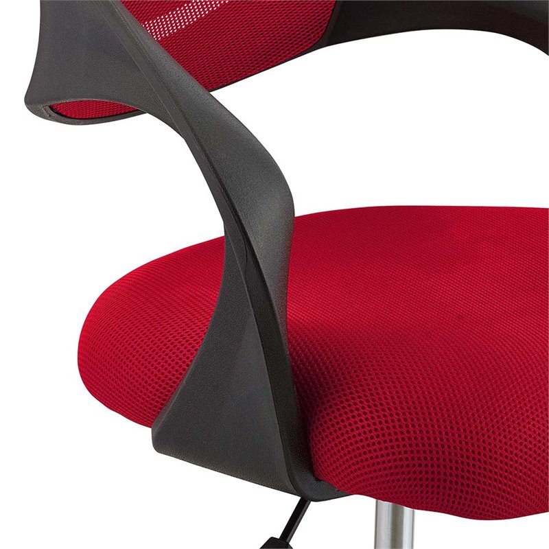 Modway Thrive Ergonomic Adjustable Swivel Mesh Fabric Drafting Chair in Red