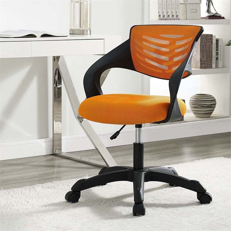 Modway Thrive Mesh Ergonomic Swivel Mesh Fabric Office Chair in Orange/Black