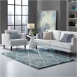 Modway Toryn 5' x 8' Diamond Lattice Shag Area Rug in Blue and Ivory
