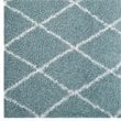 Modway Toryn 5' x 8' Diamond Lattice Shag Area Rug in Blue and Ivory