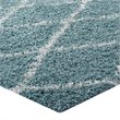 Modway Toryn 8' x 10' Diamond Lattice Shag Area Rug in Blue and Ivory