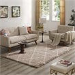 Modway Toryn 5' x 8' Diamond Lattice Shag Area Rug in Beige and Ivory