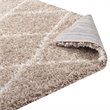 Modway Toryn 5' x 8' Diamond Lattice Shag Area Rug in Beige and Ivory