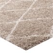 Modway Toryn 5' x 8' Diamond Lattice Shag Area Rug in Beige and Ivory