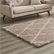 Modway Toryn 5' x 8' Diamond Lattice Shag Area Rug in Beige and Ivory