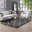 Modway Toryn 5' x 8' Diamond Lattice Shag Area Rug in Gray and Ivory