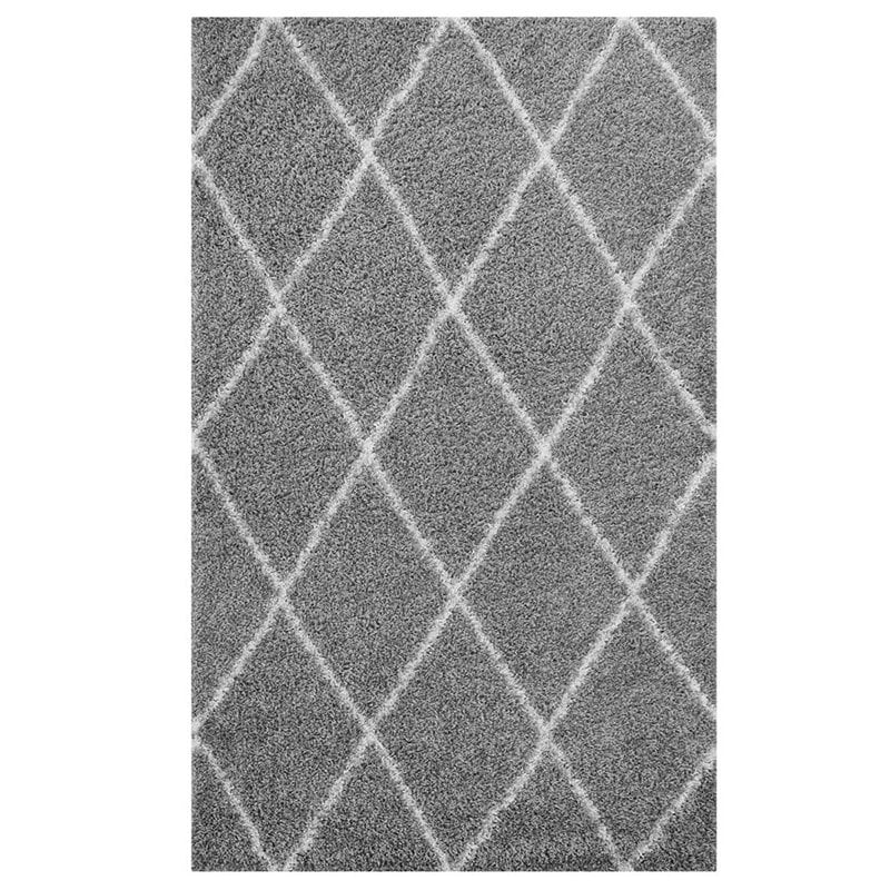 Modway Toryn 5' x 8' Diamond Lattice Shag Area Rug in Gray and Ivory