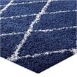 Modway Toryn 5' x 8' Diamond Lattice Shag Area Rug in Navy and Ivory