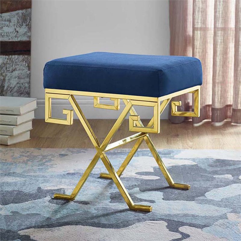 Modway Twist Velvet Ottoman in Gold and Navy