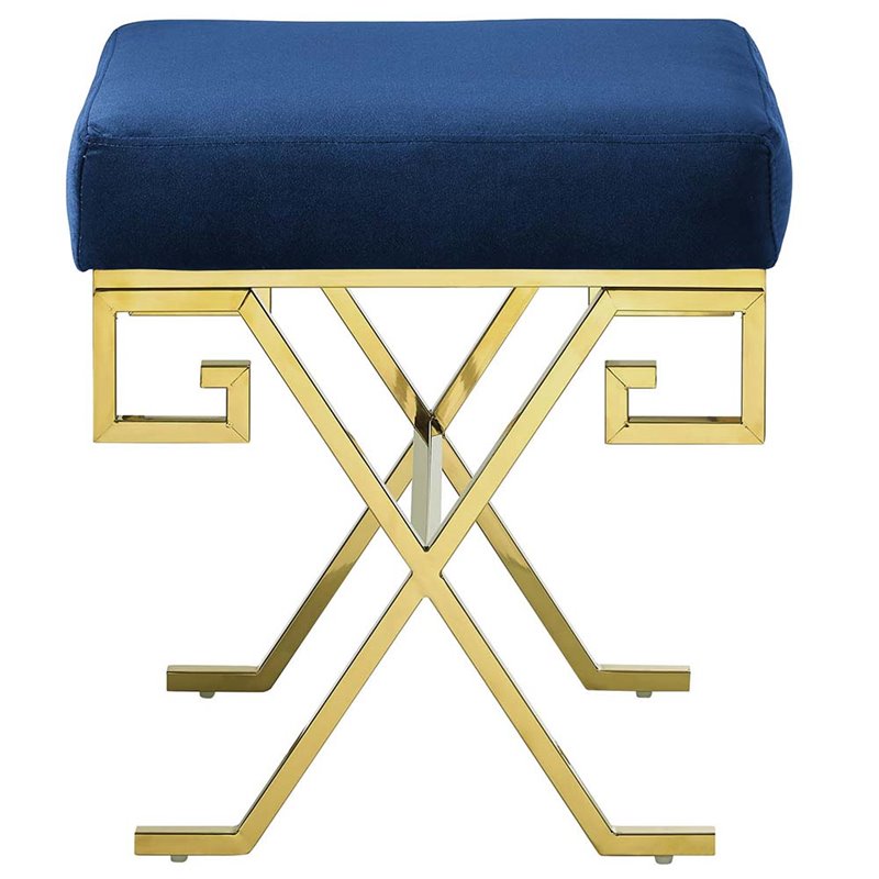 Modway Twist Velvet Ottoman in Gold and Navy