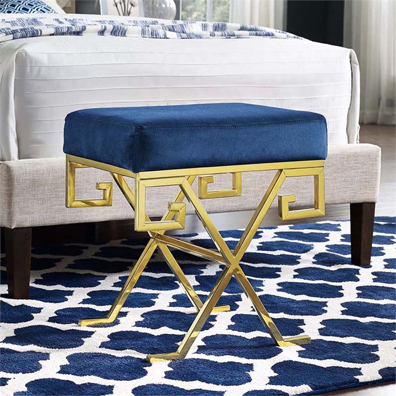 Modway Twist Velvet Ottoman in Gold and Navy