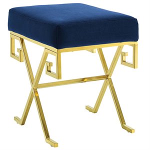 Modway Twist Velvet Ottoman in Gold and Navy