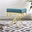 Modway Twist Velvet Ottoman in Gold and Sea Blue