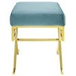 Modway Twist Velvet Ottoman in Gold and Sea Blue