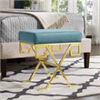 Modway Twist Velvet Ottoman in Gold and Sea Blue