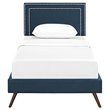 Modway Virginia Twin Fabric Platform Bed with Round Splayed Legs in Azure