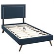 Modway Virginia Twin Fabric Platform Bed with Round Splayed Legs in Azure