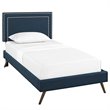 Modway Virginia Twin Fabric Platform Bed with Round Splayed Legs in Azure