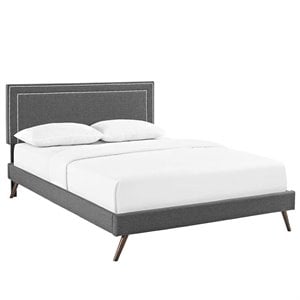 Modway Virginia Upholstered Full Platform Panel Bed in Gray