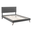Modway Virginia Queen Fabric Platform Bed with Round Splayed Legs in Gray