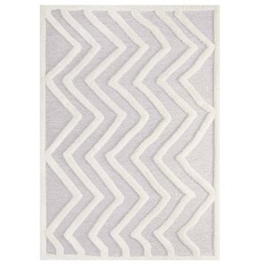 Modway Whimsical 5' x 8' Abstract Chevron Shag Area Rug in Ivory