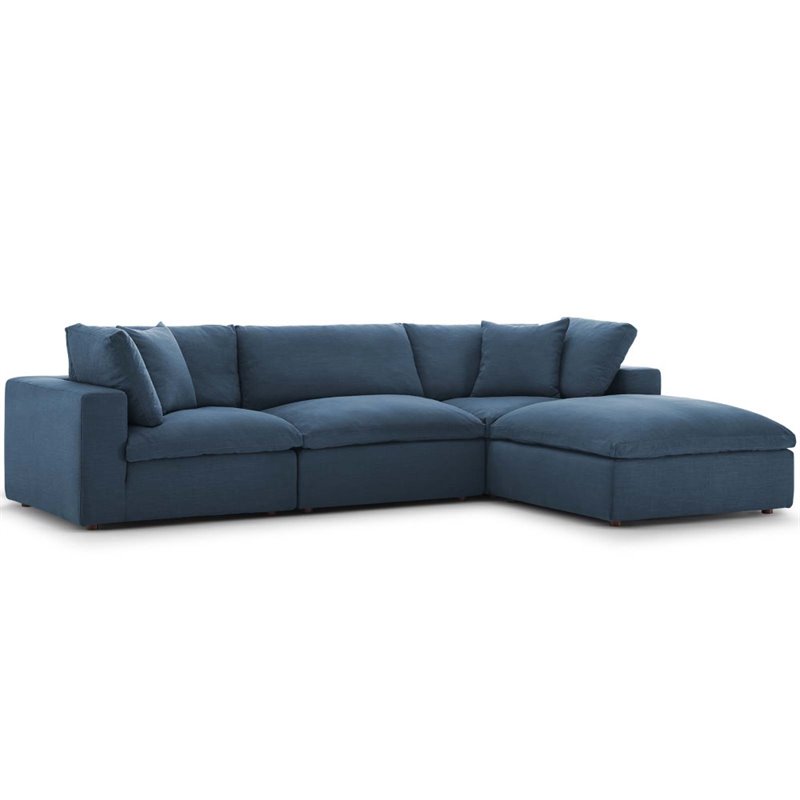 Modway Commix 4 Piece Down Filled Overstuffed Sectional Sofa Set in