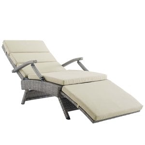 Modway Envisage Outdoor Patio Wicker Rattan Lounge Chair in Light Gray/Beige