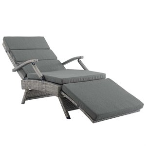 modway envisage patio wicker rattan lounge chair in light gray