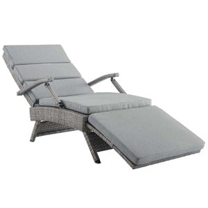 Modway Envisage Outdoor Patio Wicker Rattan Lounge Chair in Light Gray/Gray