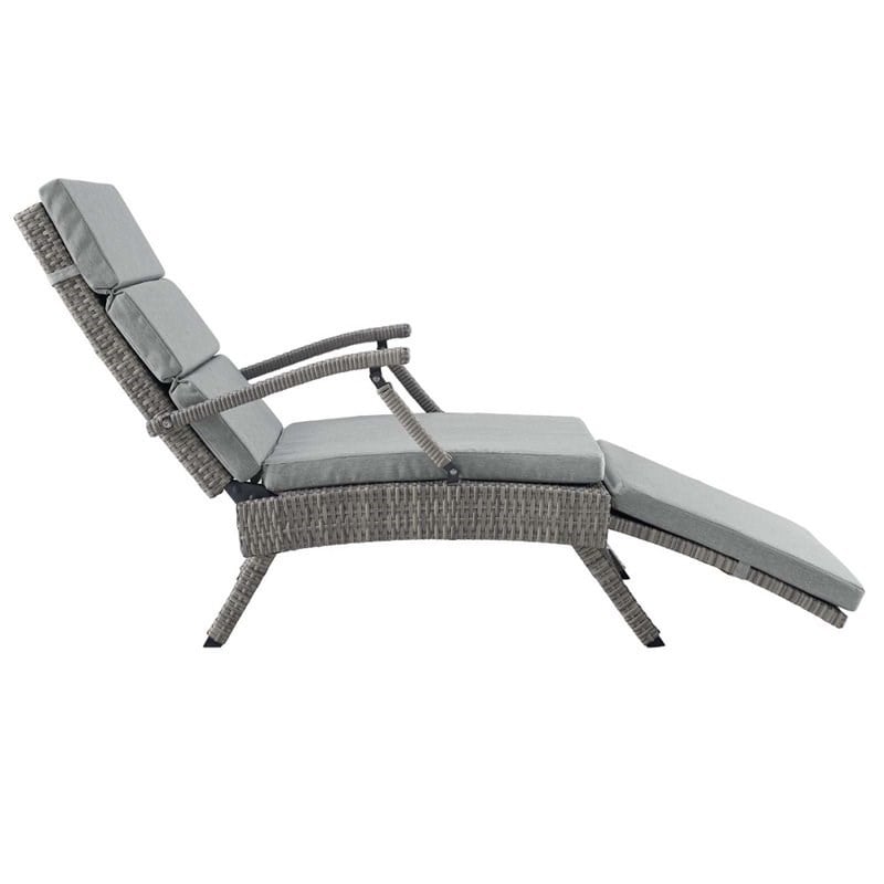 Modway Envisage Outdoor Patio Wicker Rattan Lounge Chair in Light Gray/Gray