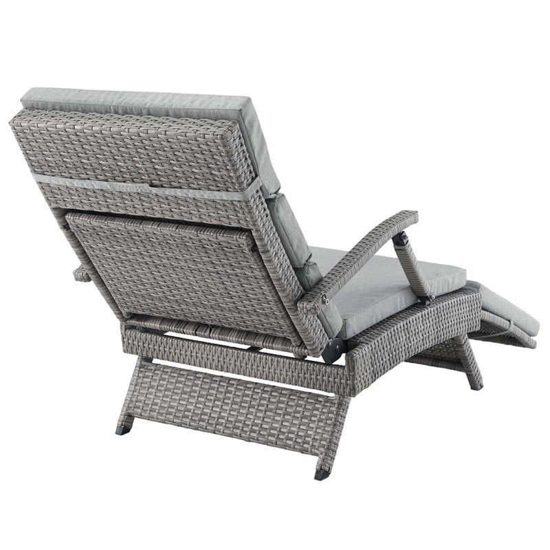 Modway Envisage Outdoor Patio Wicker Rattan Lounge Chair in Light Gray/Gray