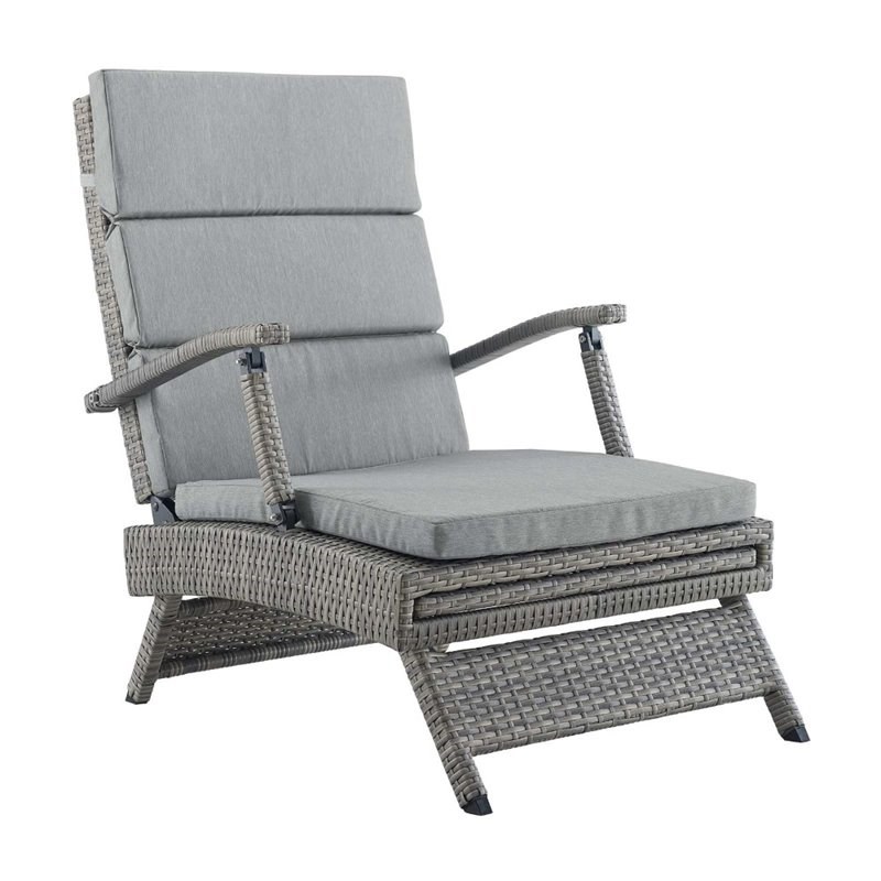 Modway Envisage Outdoor Patio Wicker Rattan Lounge Chair in Light Gray/Gray
