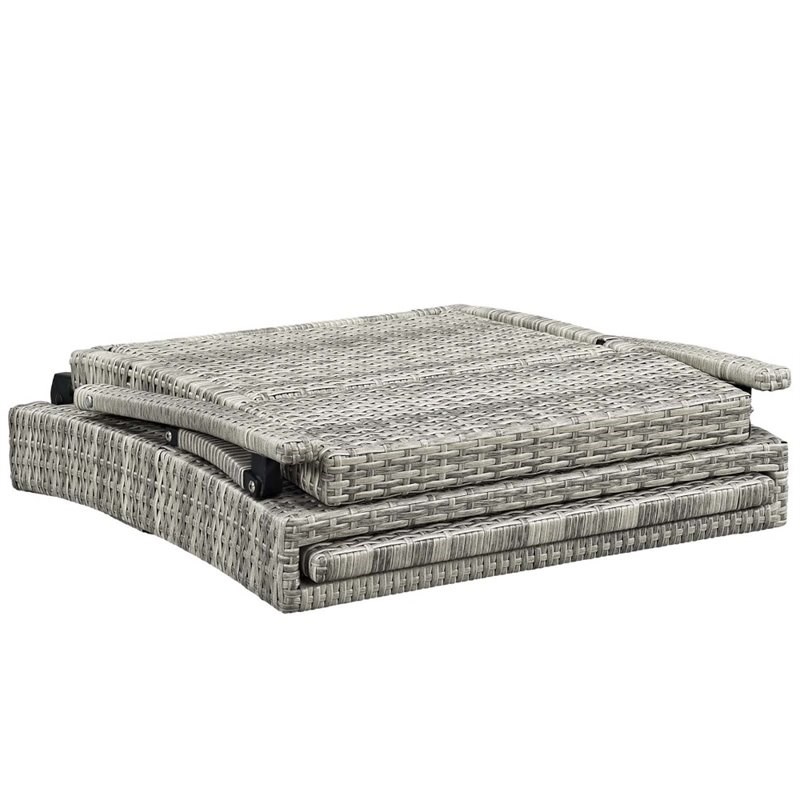 Modway Envisage Outdoor Patio Wicker Rattan Lounge Chair in Light Gray/Navy