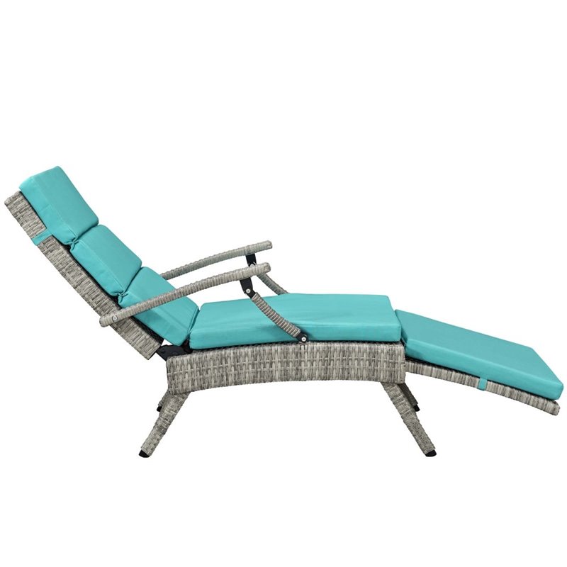 Modway Envisage Patio Wicker Rattan Lounge Chair in Light Gray and