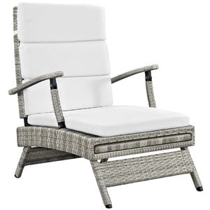 Modway Envisage Outdoor Patio Wicker Rattan Lounge Chair in Light Gray/White