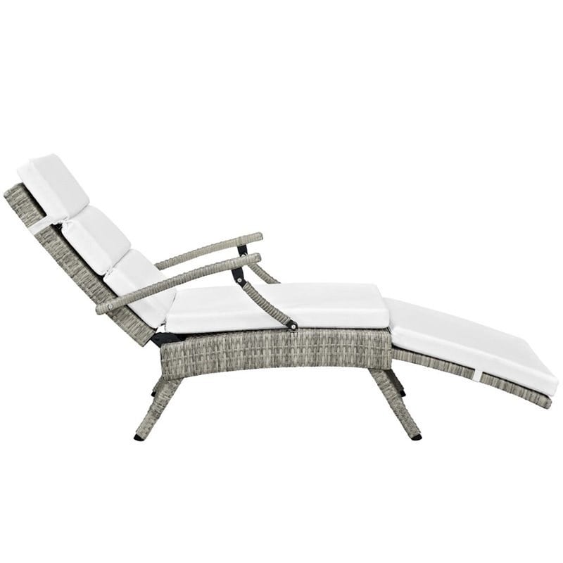 Modway Envisage Outdoor Patio Wicker Rattan Lounge Chair in Light Gray/White