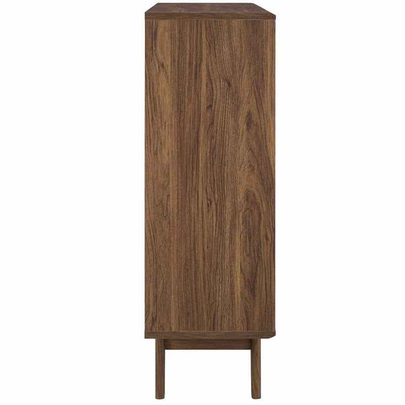 Modway Render 3-Tier Wood Storage Cabinet Stand in Walnut Finish