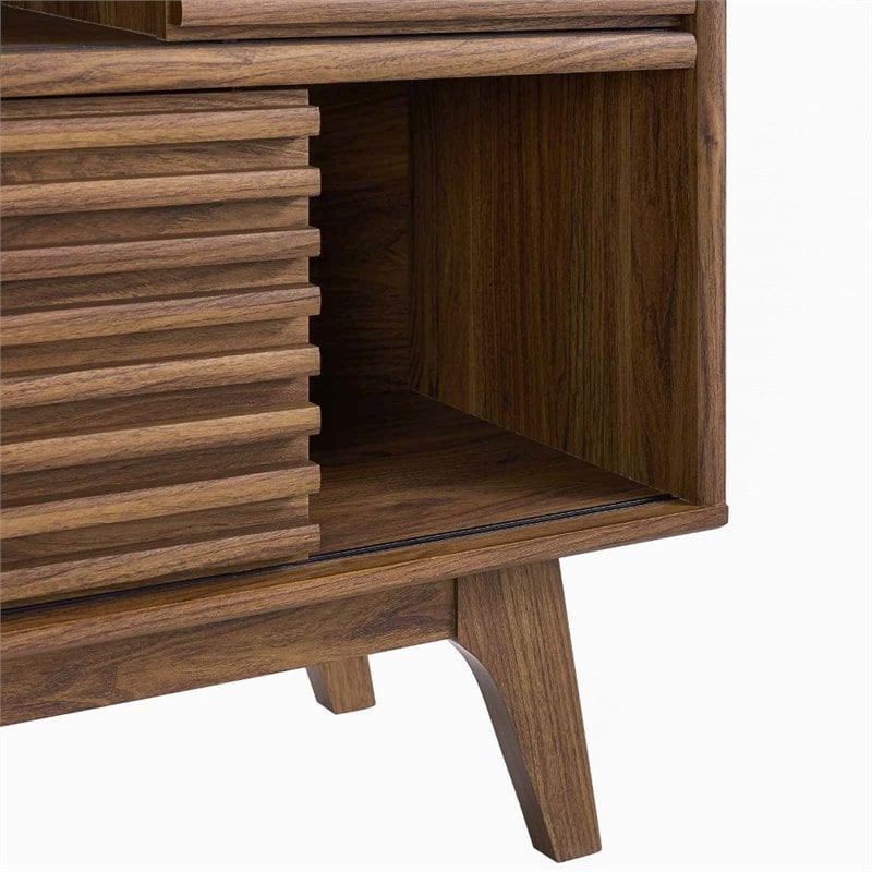 Modway Render 3-Tier Wood Storage Cabinet Stand in Walnut Finish